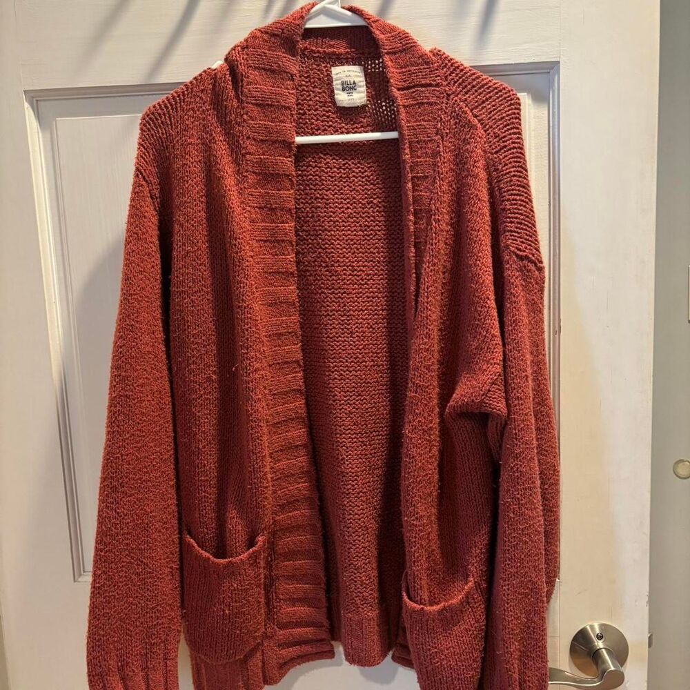 Billabong Women's Coral Chunky Knit Cotton Cardigan With Pockets Size L Boho